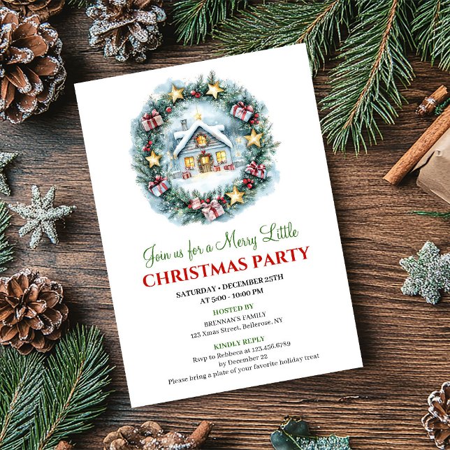 Minimalist Cozy Christmas Scene Holiday Invitation (Minimalist Cozy Christmas Scene Holiday Invitation)