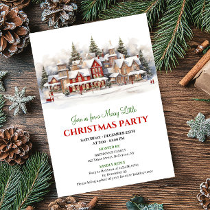 Minimalist cozy Christmas village holiday scene Invitation