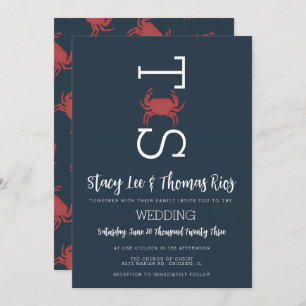 Minimalist Crab Broil Typography Wedding Invitation