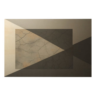 Minimalist Cracked Concrete Industrial Wood Wall Art