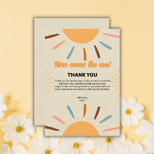 Minimalist Craft Here Comes The Son Baby Shower Thank You Card