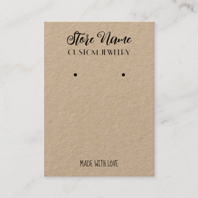 Minimalist Craft paper jewelry earring display  Business Card (Front)