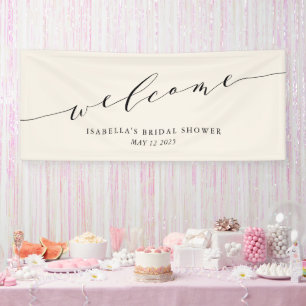 Minimalist Cream Black Green Bridal Shower Welcome Banner