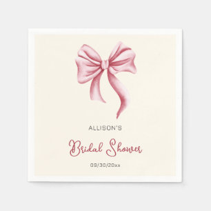 Minimalist Cream Blush Pink Bow Bridal Shower Napkins