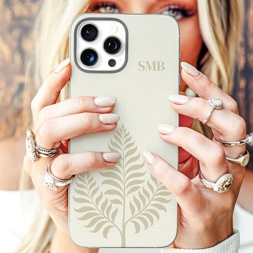 Minimalist Cream Botanical Monogram Iphone 16 Pro Max Case