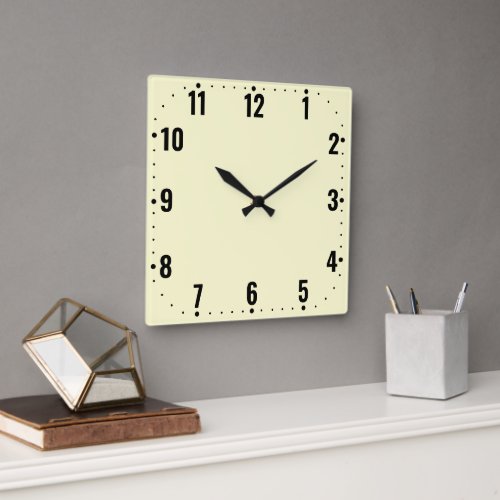 Minimalist Cream Face With Numbers _ Frameless  Square Wall Clock