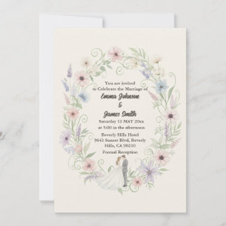 Minimalist Cream Floral Marriage Invitation