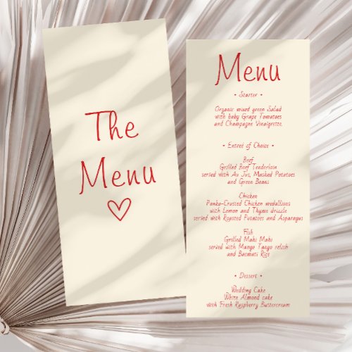 Minimalist Cream Handwritten Wedding Reception Menu