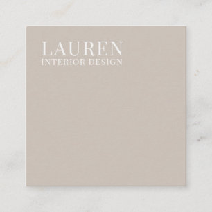 Minimalist cream simple elegant interior designer square business card