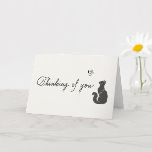 Minimalist Cream Thinking of You Cat Loss Sympathy Card