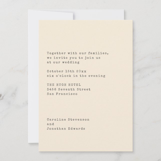 Minimalist Cream Typewriter Wedding QR Code Invitation