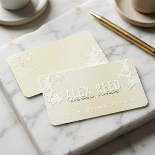 Minimalist Cream White Splatter Creative Consultan Foil Spot Gloss Business Cards