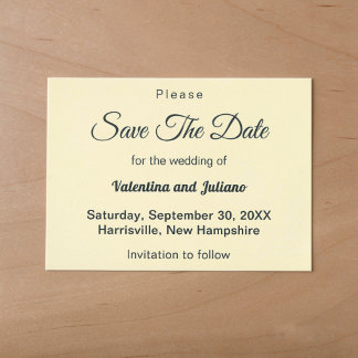 Minimalist Cream With Slate Text Wedding Save The Date