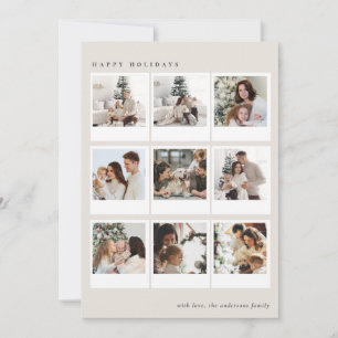 Minimalist Creamy Boho Photo collage Christmas Holiday Card