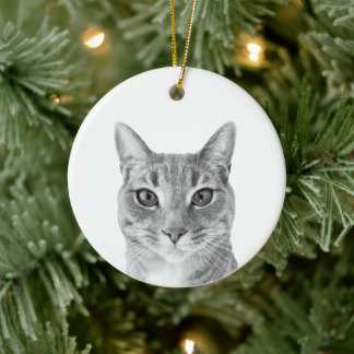 Minimalist Create Your Own Custom Pet Photo B & W Ceramic Ornament