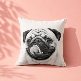 Minimalist Create Your Own Pet Portrait B & W Throw Pillow