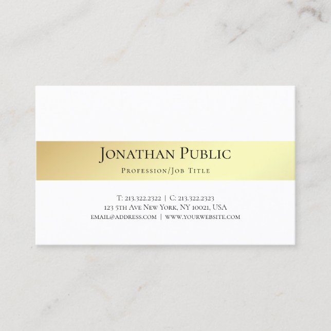 Minimalist Creative Design Modern Gold Look Trendy Business Card (Front)