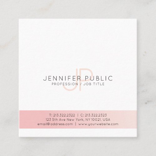 Minimalist Creative Design Trendy Pink White Plain Square Business Card