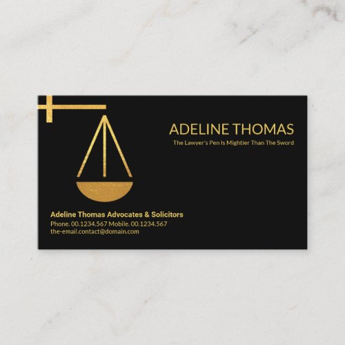 Minimalist Creative Gold Scales Of Justice Lawyer  Business Card