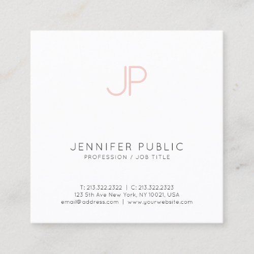 Minimalist Creative Professional Design Pink White Square Business Card