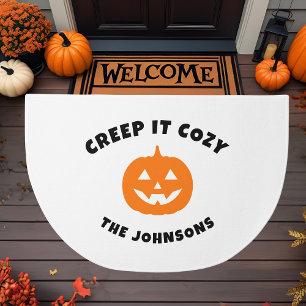 Minimalist Creep It Cozy – Personalized Halloween Doormat