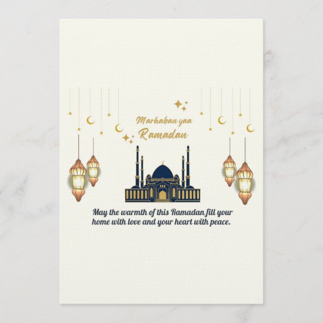  Minimalist Crescent Moon Ramadan Blessings Invitation (Front)