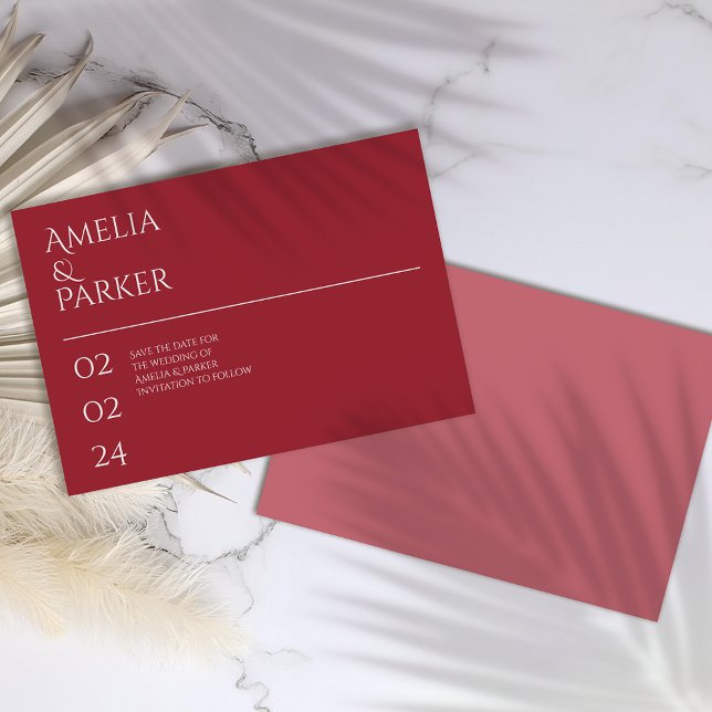 Minimalist Crimson Red Save The Date (Creator Uploaded)
