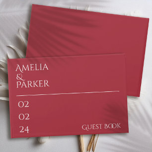Minimalist Crimson Red Wedding Guest Book
