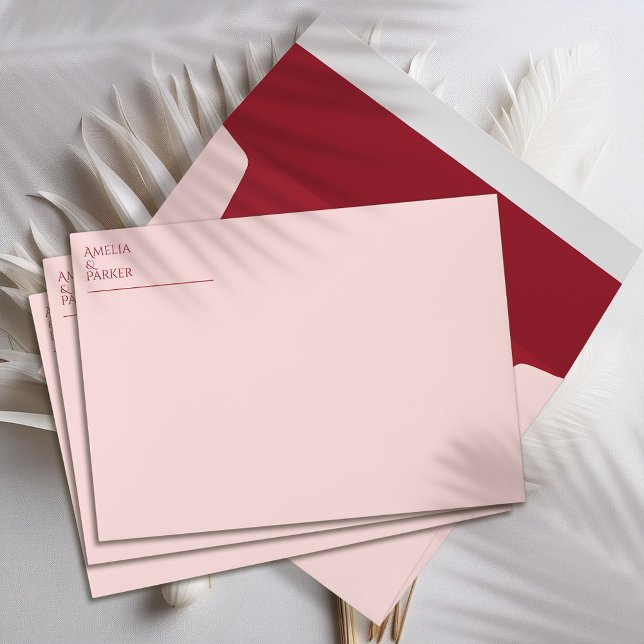 Minimalist Crimson Red Wedding Invitation Envelope (Creator Uploaded)