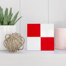Minimalist Croatian Red White Geometric Ceramic Tile