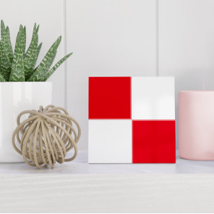 Minimalist Croatian Red White Geometric Ceramic Tile