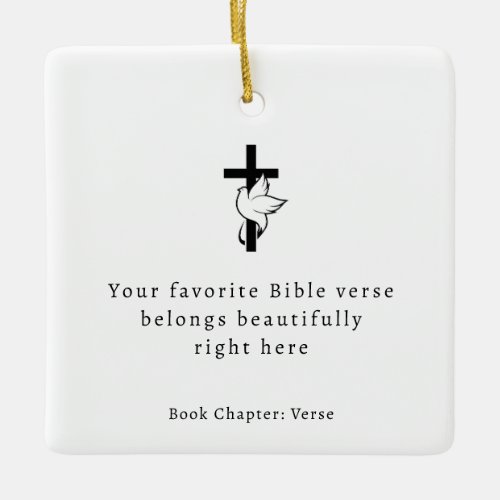 Minimalist Cross Bible Verse Ceramic Ornament