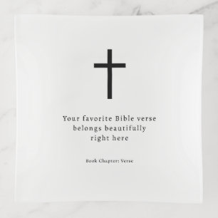 Minimalist Cross Bible Verse Trinket Tray