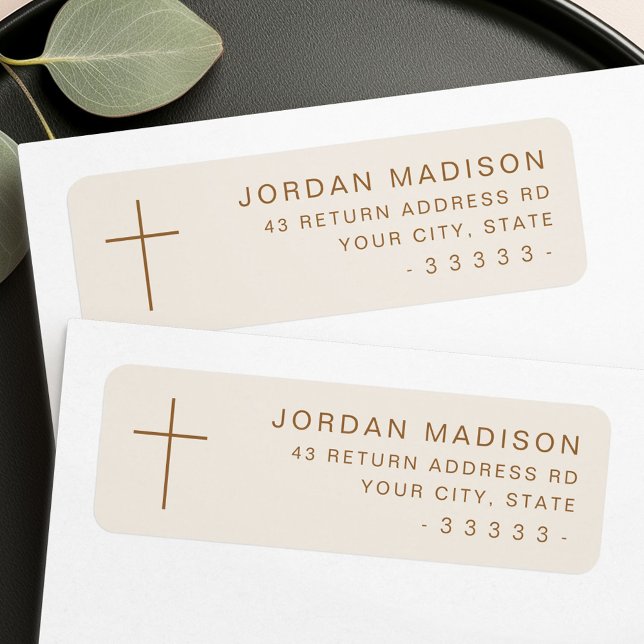 Minimalist cross ivory return address label (Minimalist cross ivory return address label)