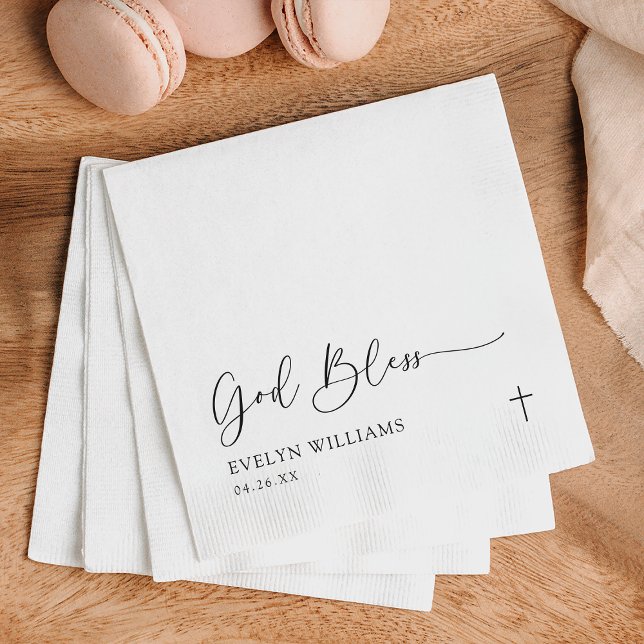 Minimalist Cross Personalized Baptism Napkins (Creator Uploaded)