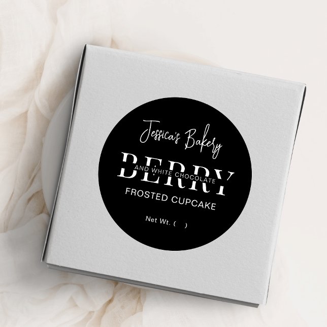 Minimalist Cupcake Bakery Food Round Label Custom (Creator Uploaded)