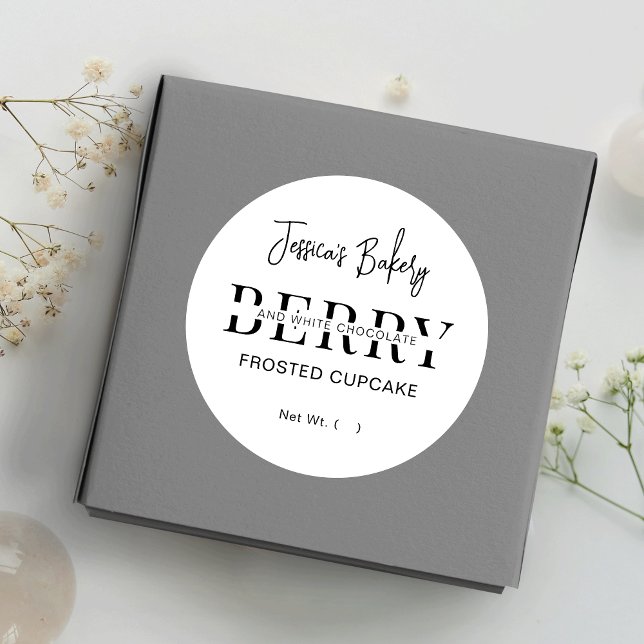 Minimalist Cupcake Bakery Food Round Label Custom (Creator Uploaded)