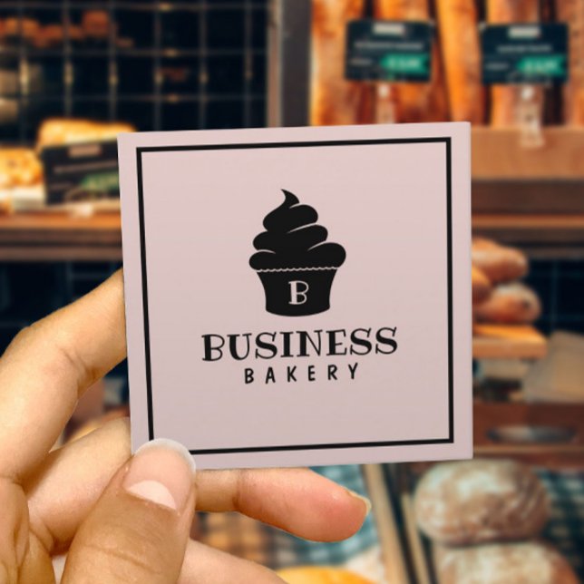 Minimalist Cupcake Home Bakery Blush Pink Square Business Card (Creator Uploaded)
