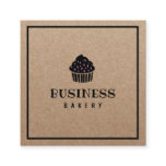 Minimalist Cupcake Home Bakery Rustic Kraft Square Business Card Minimalist Cupcake Home Bakery Rustic Kraft Square Business Card