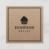 Minimalist Cupcake Home Bakery Rustic Kraft Square Business Card (Front)