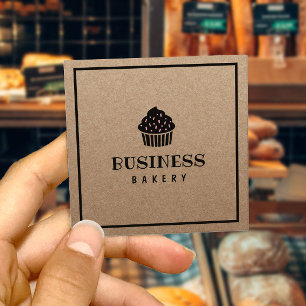 Minimalist Cupcake Home Bakery Rustic Kraft Square Business Card
