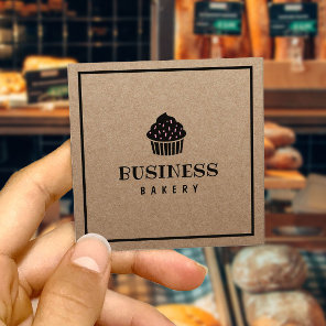 Minimalist Cupcake Home Bakery Rustic Kraft Square Business Card