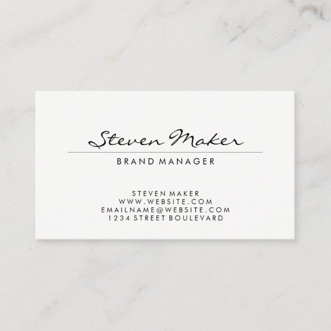 Minimalist Cursive Font Business Card (Front)