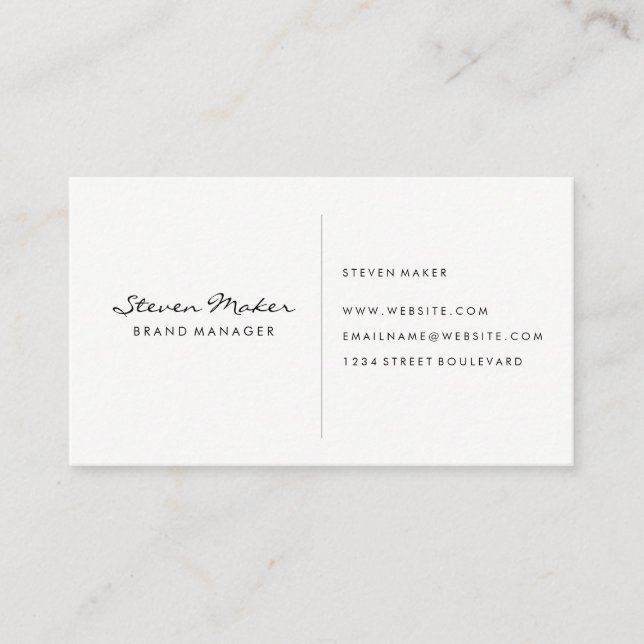 Minimalist Cursive Font Business Card (Front)