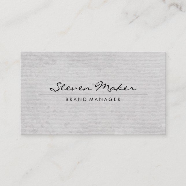 Minimalist Cursive Font | Simple Texture Business Card (Front)
