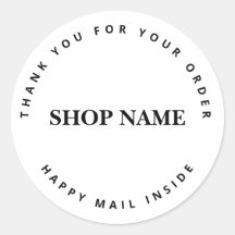 Minimalist Curved Text Thank You Happy Mail Round