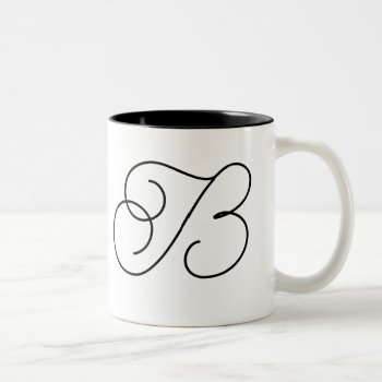 Minimalist Custom Add Your Own Initial Monogram Two-tone Coffee Mug by iBella at Zazzle