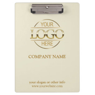 Minimalist Custom Beige Gold Company Business Logo Clipboard