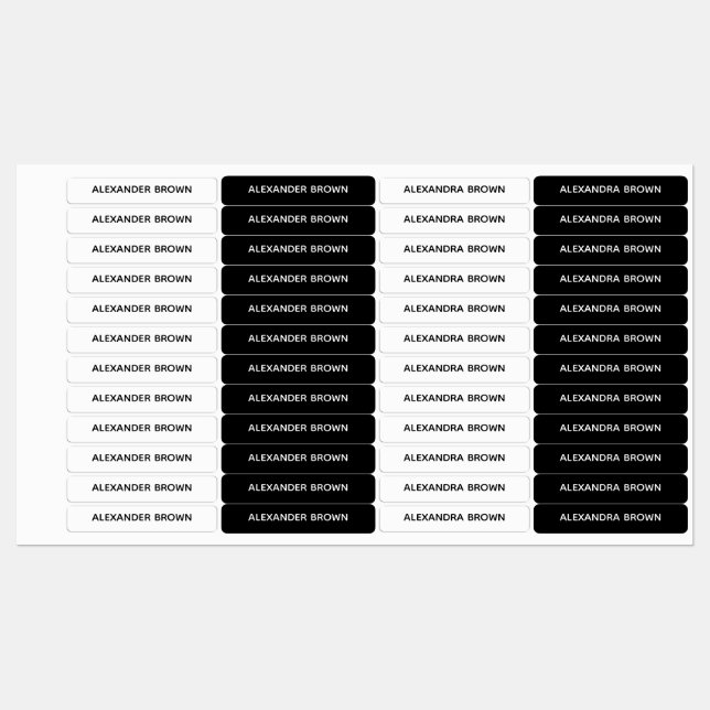 Minimalist Custom Black and White Waterproof Kids' Labels (Sheet)
