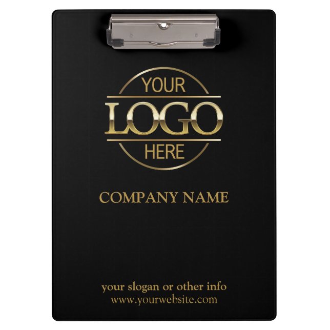 Minimalist Custom Black Company Business Logo Clipboard (Front)